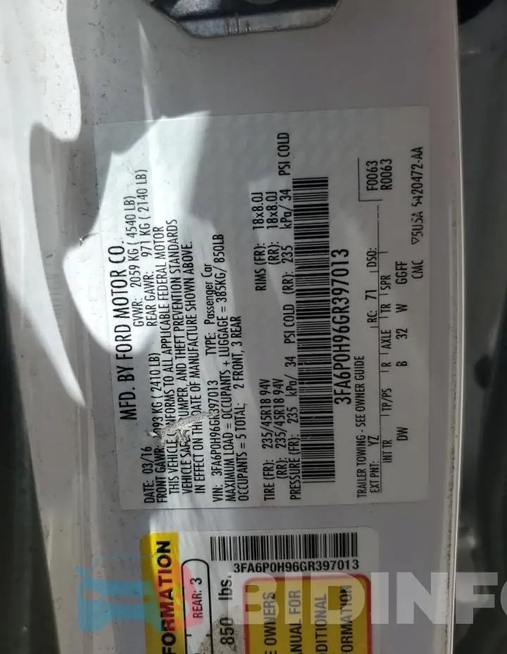 3FA6P0H96GR397013 Photo# 12