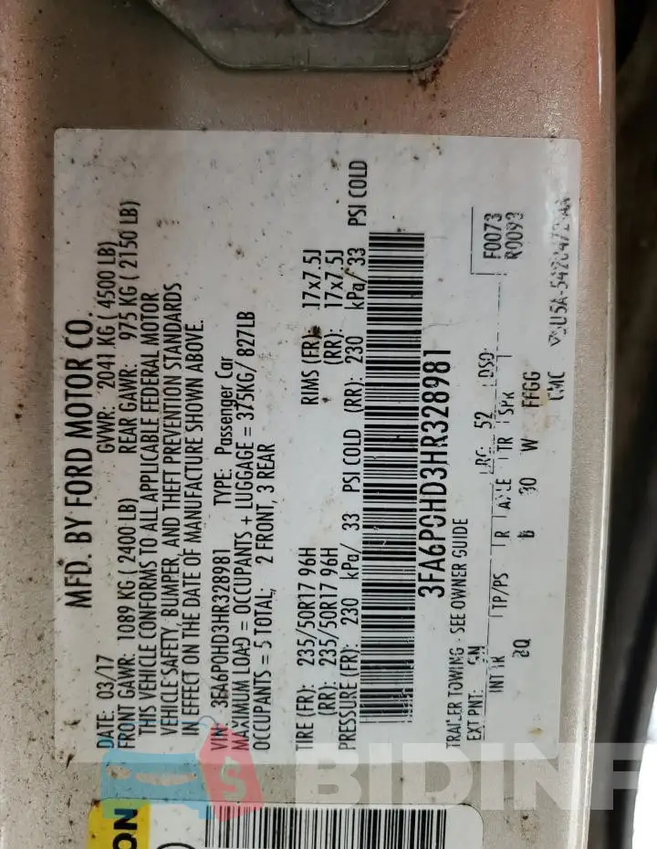3FA6P0HD3HR328981 Photo# 12