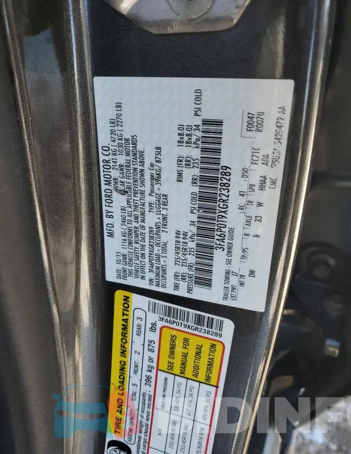 3FA6P0T9XGR238289 Photo# 12