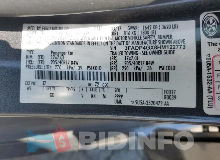 3FADP4GX8HM122773 Photo# 13