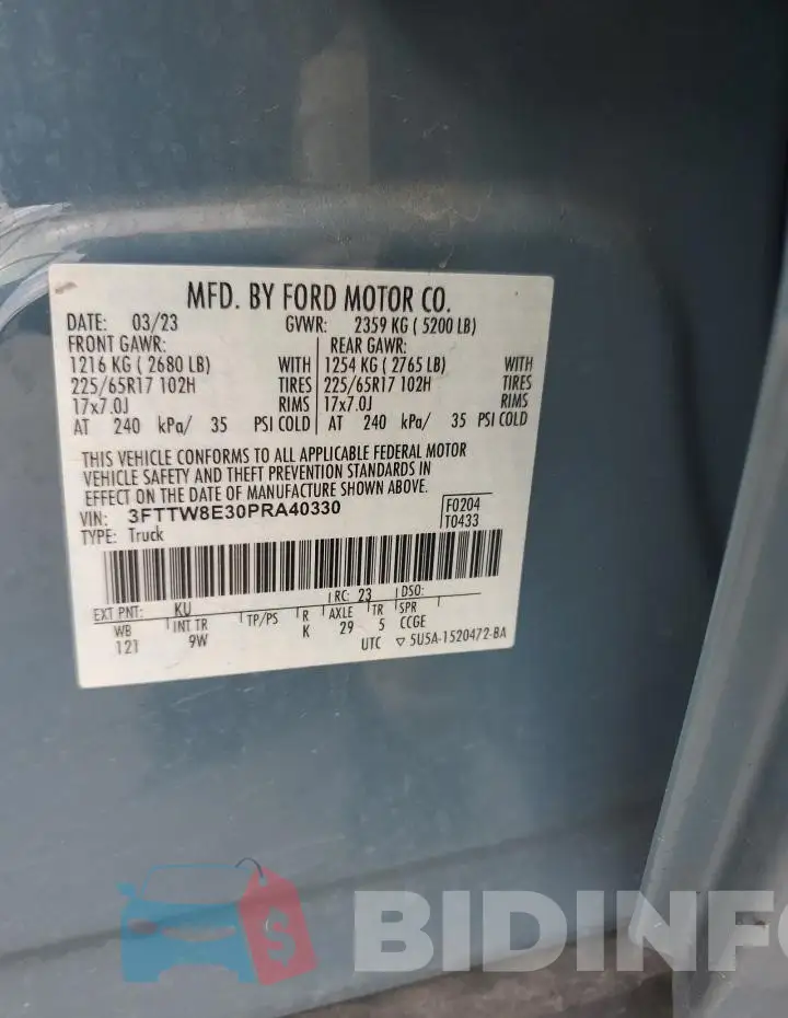3FTTW8E30PRA40330 Photo# 12