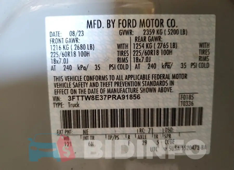 3FTTW8E37PRA91856 Photo# 12