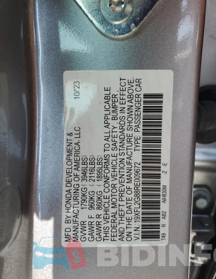 19XFL2G88RE009672 Photo# 12