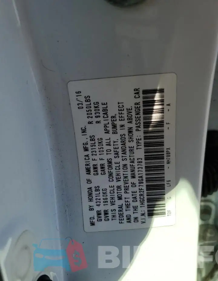 1HGCR2F79GA173783 Photo# 12