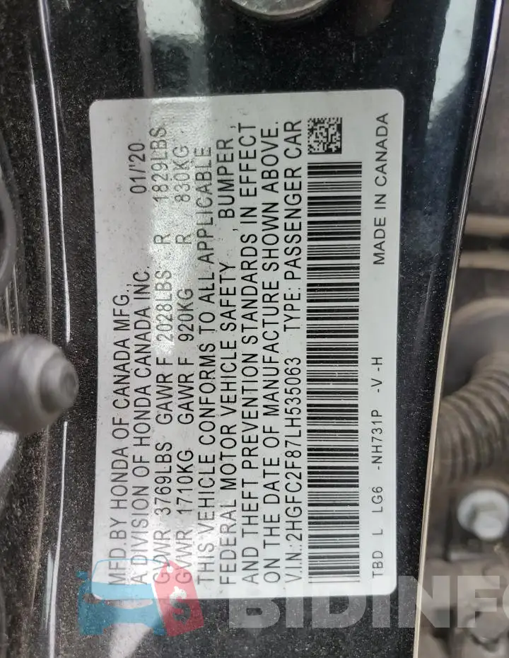 2HGFC2F87LH535063 Photo# 13