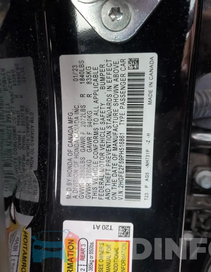 2HGFE2F59PH516861 Photo# 12