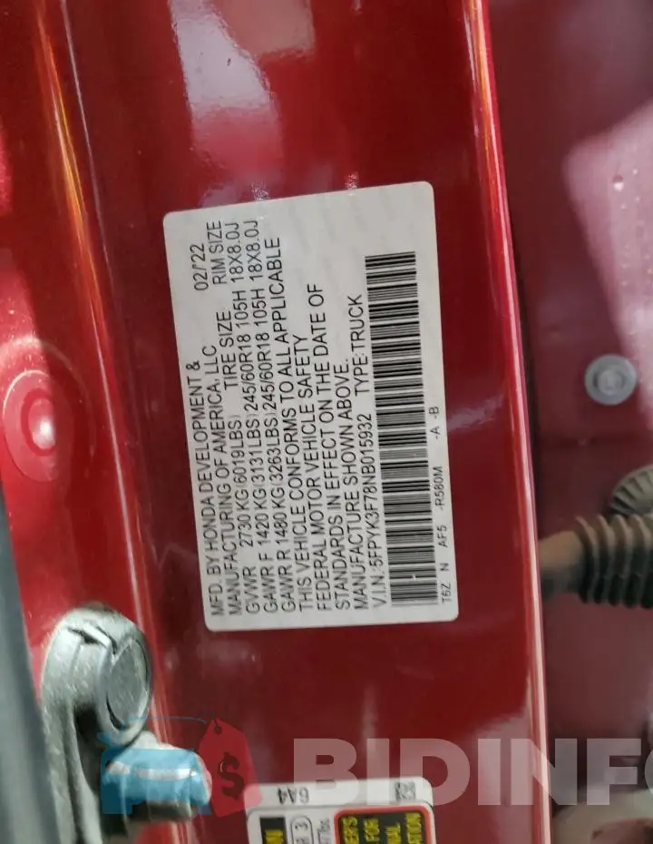 5FPYK3F78NB015932 Photo# 12