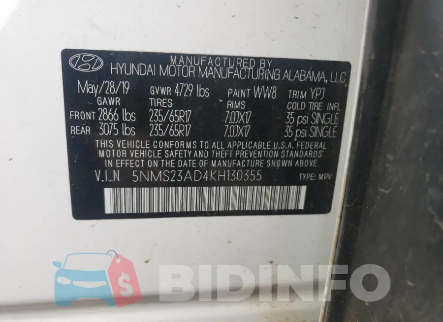 5NMS23AD4KH130355 Photo# 14