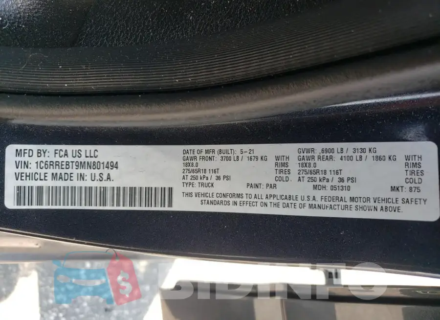 1C6RREBT9MN801494 Photo# 12
