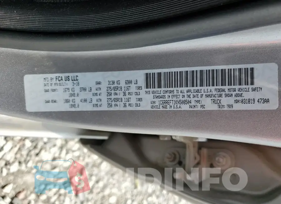 1C6RREFT1KN508504 Photo# 12