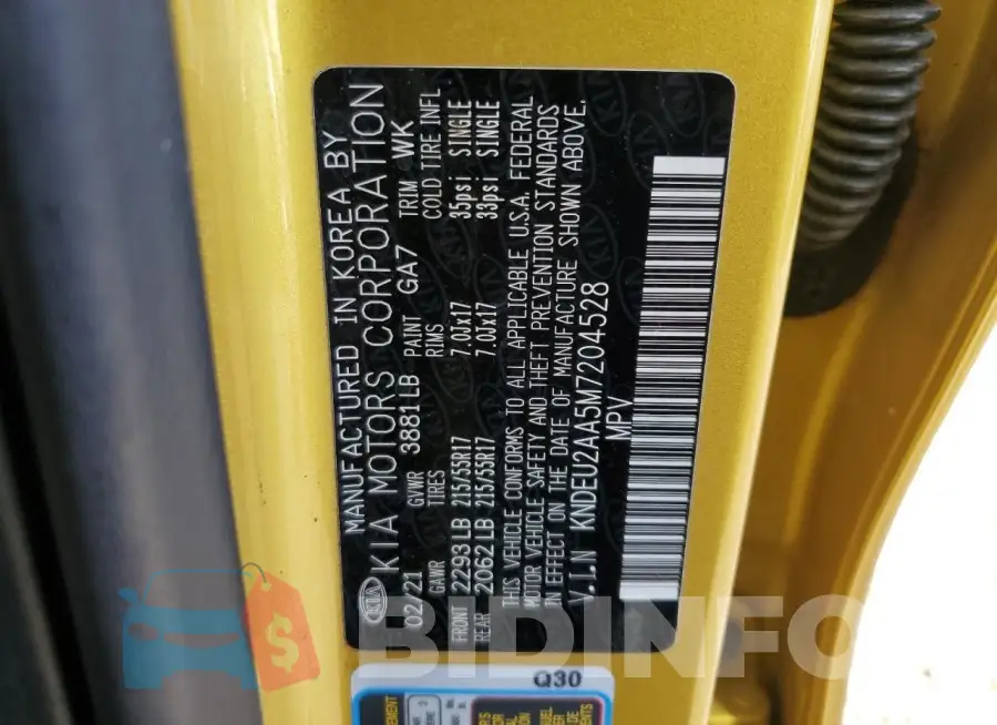 KNDEU2AA5M7204528 Photo# 13