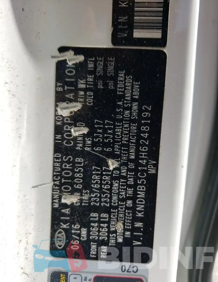 KNDMB5C14H6248192 Photo# 13