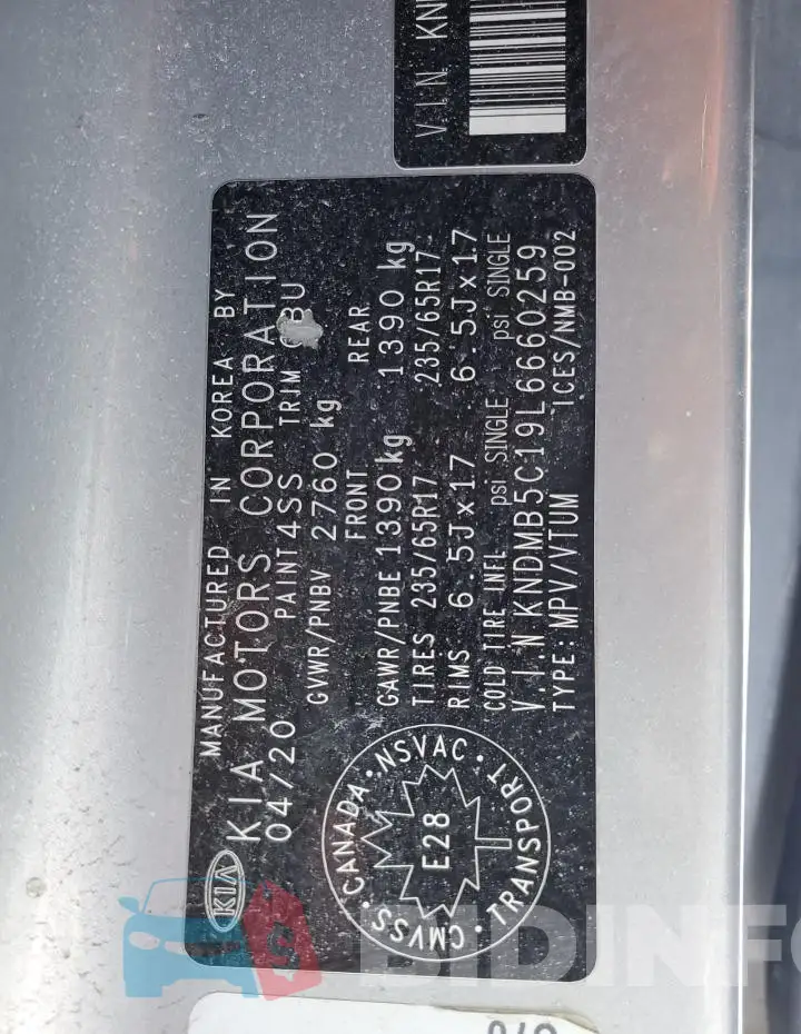 KNDMB5C19L6660259 Photo# 14