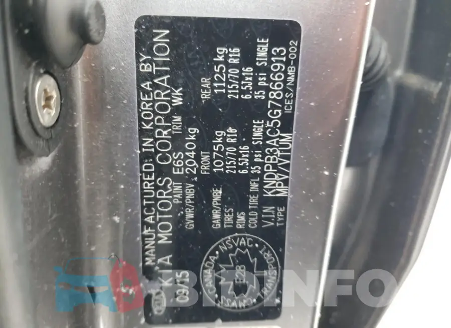 KNDPB3AC5G7866913 Photo# 13