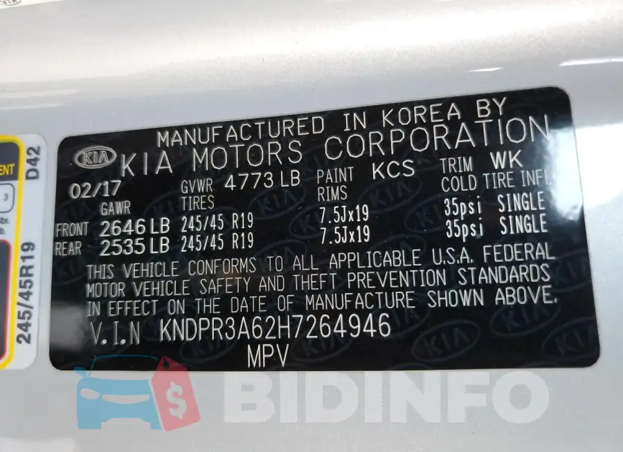 KNDPR3A62H7264946 Photo# 12
