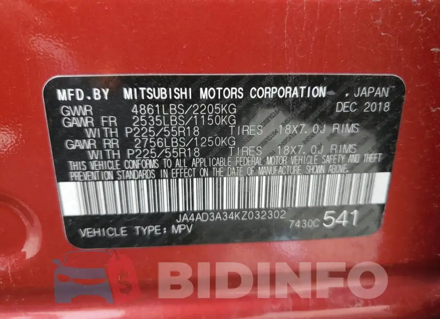 JA4AD3A34KZ032302 Photo# 13