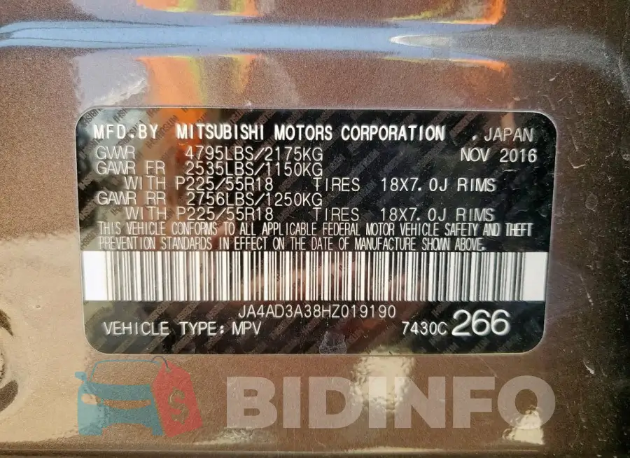 JA4AD3A38HZ019190 Photo# 13