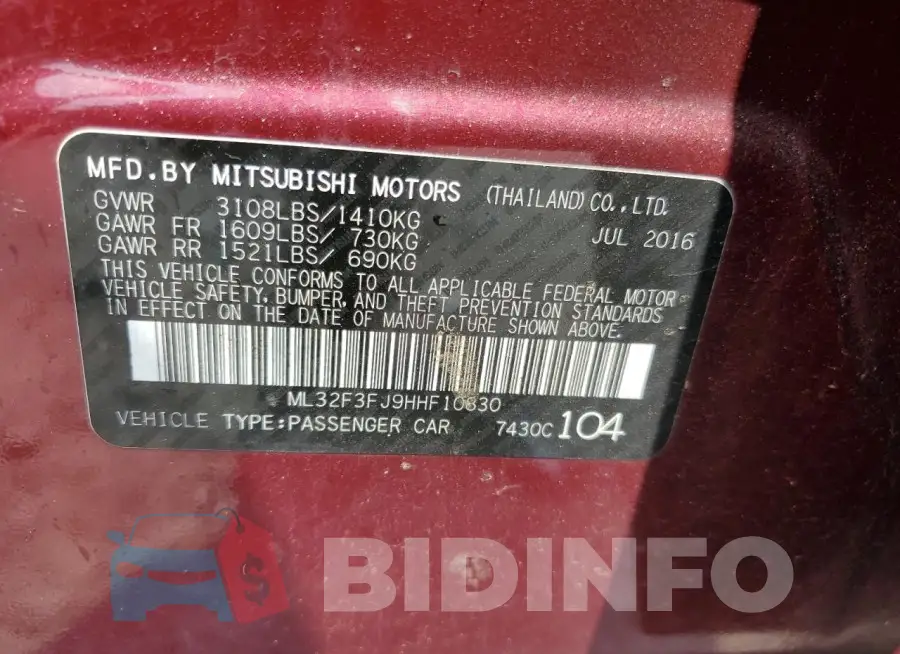 ML32F3FJ9HHF10830 Photo# 12
