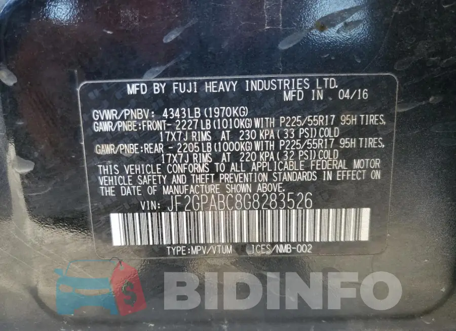 JF2GPABC8G8283526 Photo# 14