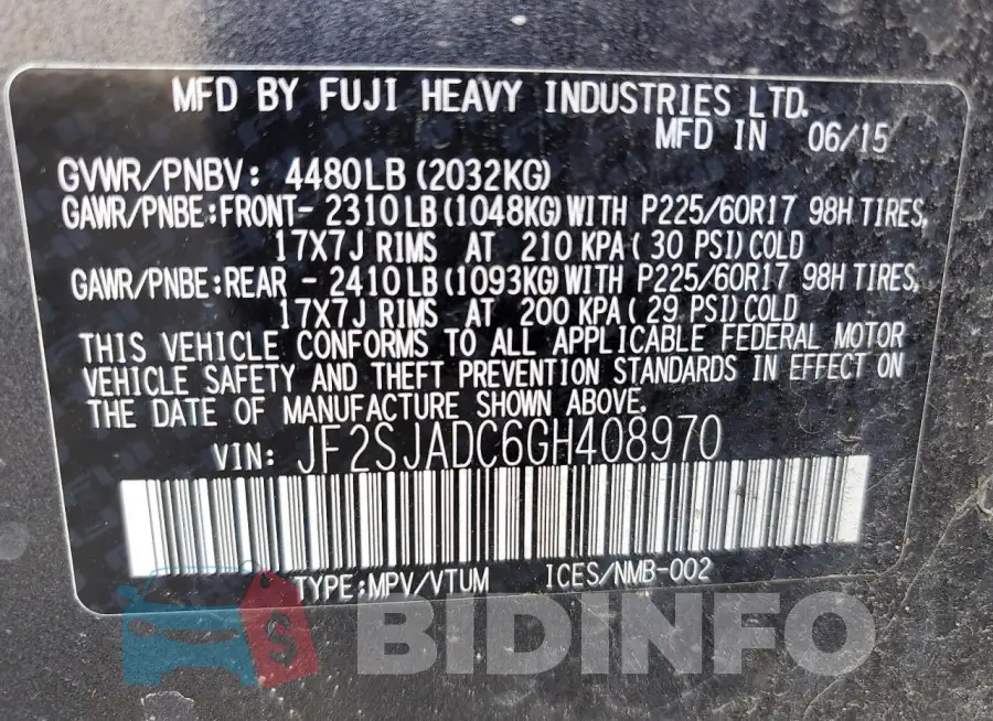 JF2SJADC6GH408970 Photo# 13