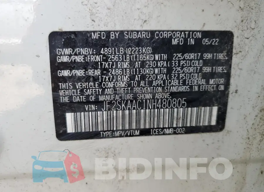 JF2SKAAC1NH480805 Photo# 13