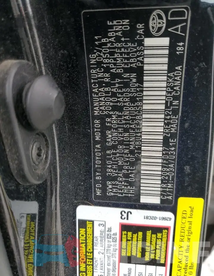 2T1BU4EE2BC581017 Photo# 13