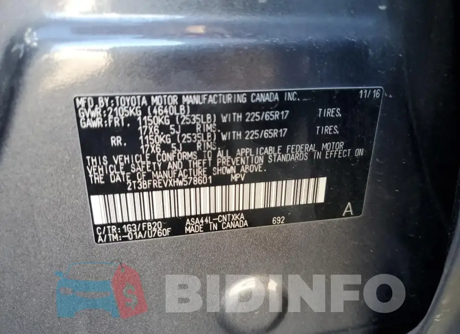 2T3BFREVXHW578601 Photo# 13