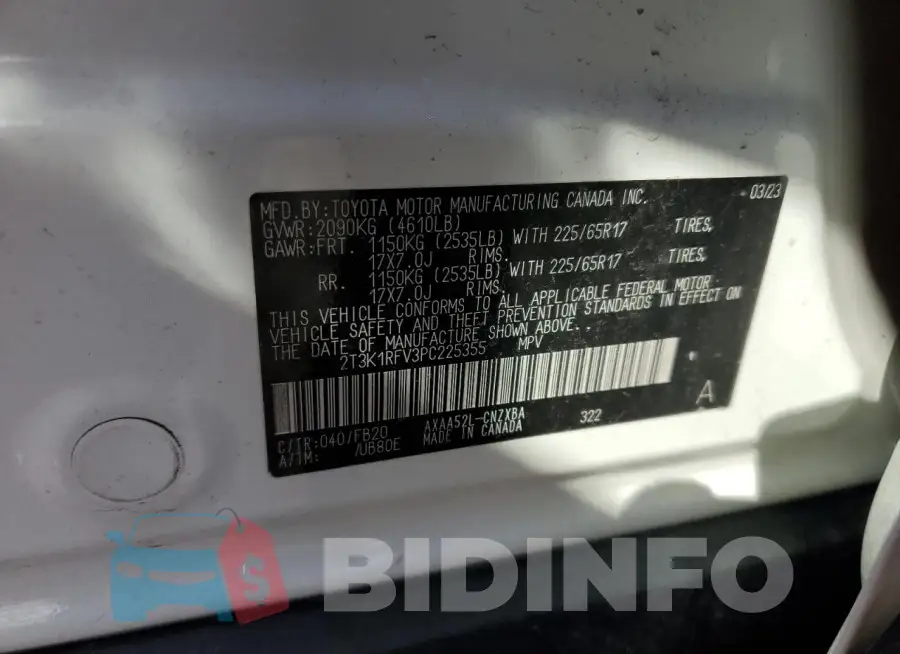 2T3K1RFV3PC225355 Photo# 13