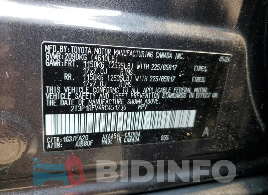 2T3P1RFV4RC451736 Photo# 12