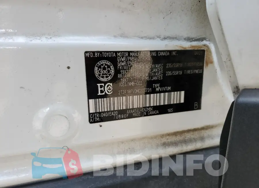 2T3R1RFV0MC207731 Photo# 14