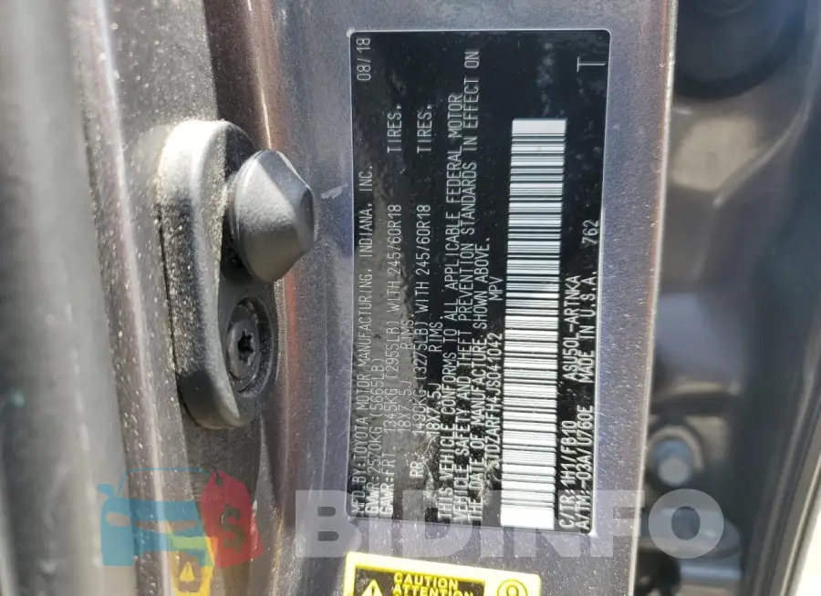 5TDZARFH4JS041042 Photo# 14