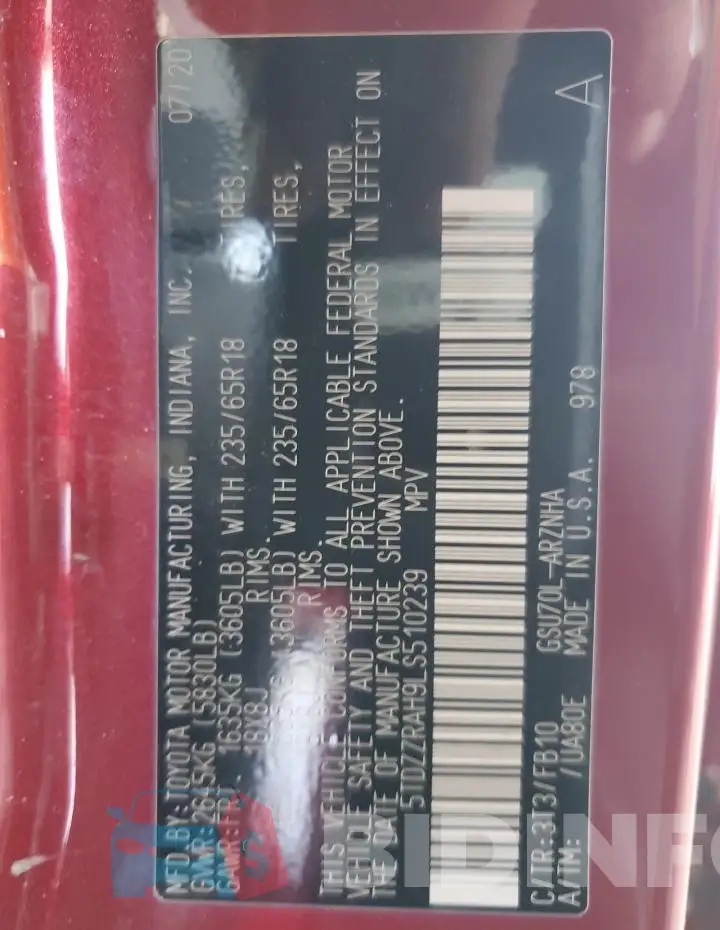 5TDZZRAH9LS510239 Photo# 14