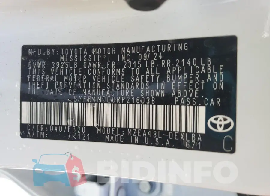 5YFB4MDE0RP216038 Photo# 13