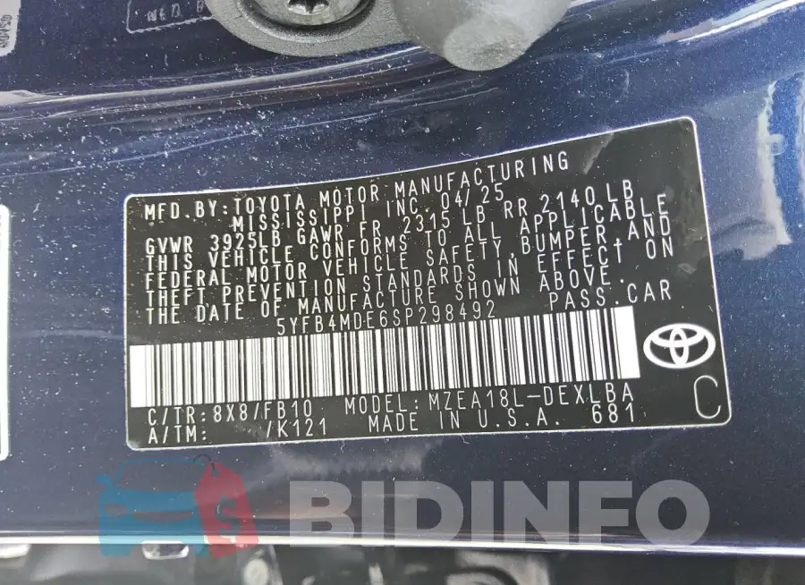 5YFB4MDE6SP298492 Photo# 12