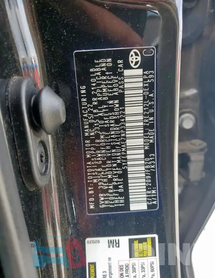 5YFEPMAE7NP334221 Photo# 12