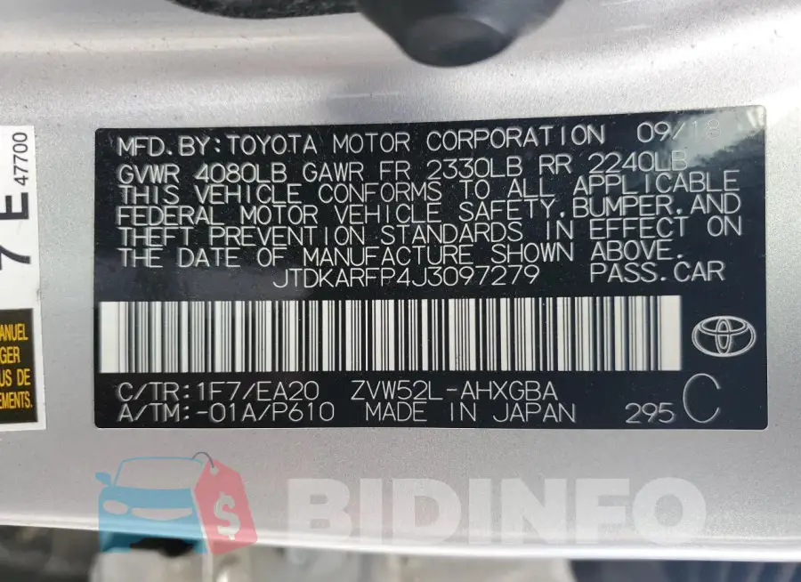 JTDKARFP4J3097279 Photo# 12