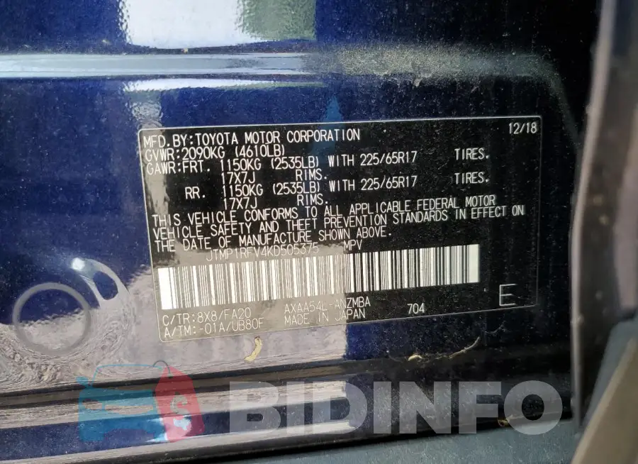 JTMP1RFV4KD505375 Photo# 13