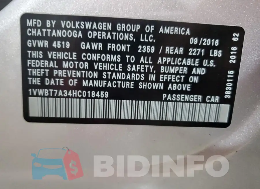 1VWBT7A34HC018459 Photo# 12