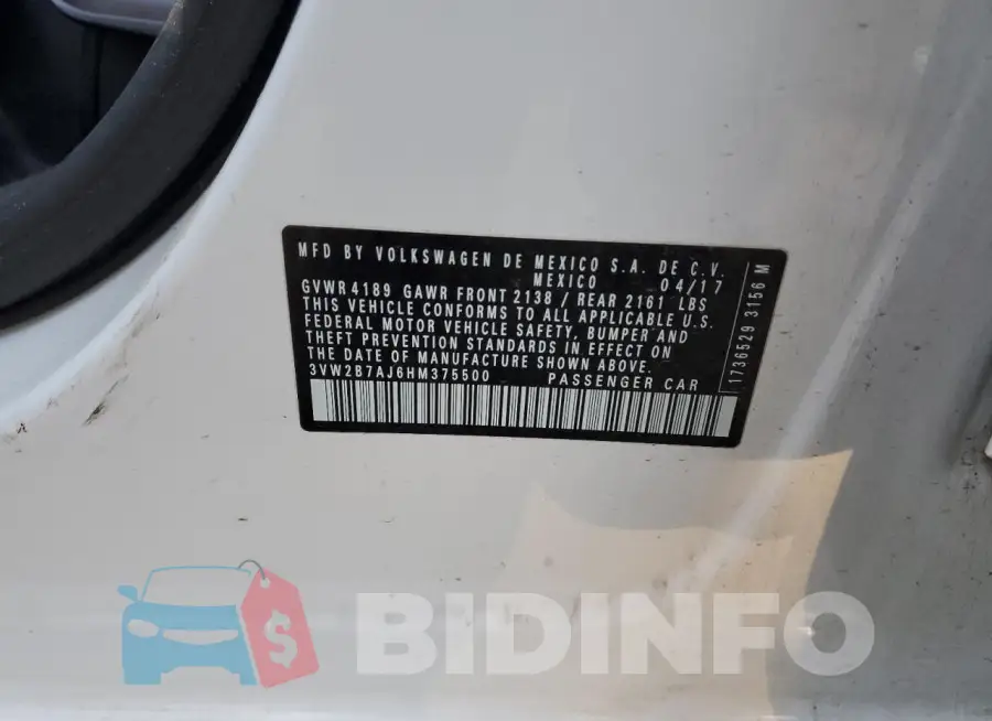 3VW2B7AJ6HM375500 Photo# 12