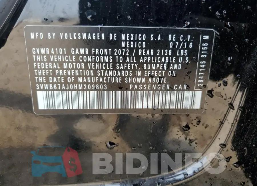3VWB67AJ0HM209803 Photo# 12