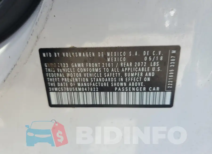 3VWC57BU5KM047822 Photo# 13
