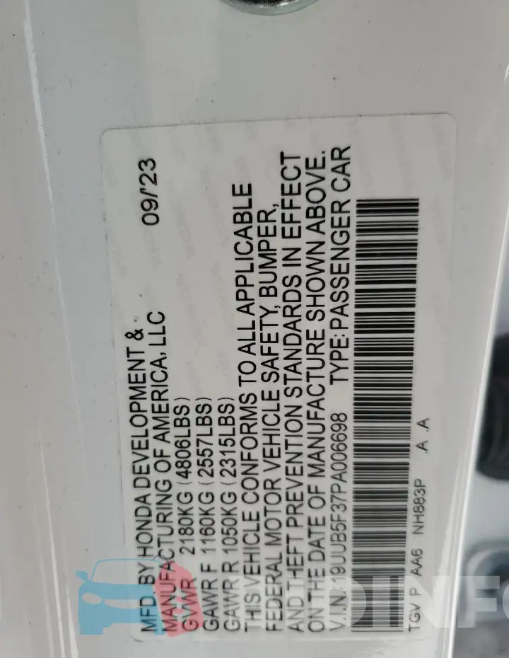 19UUB5F37PA006698 Photo# 12