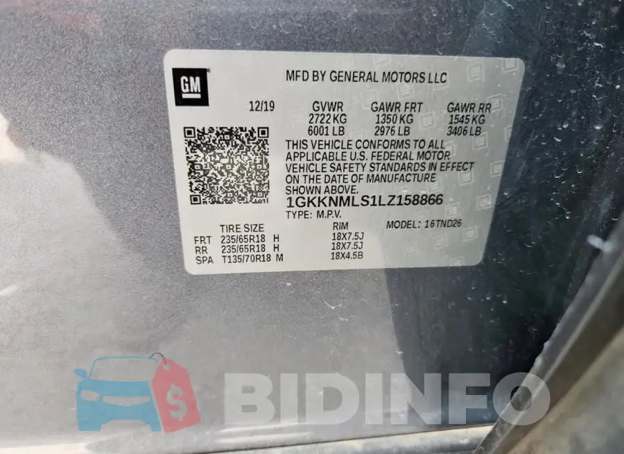 1GKKNMLS1LZ158866 Photo# 12