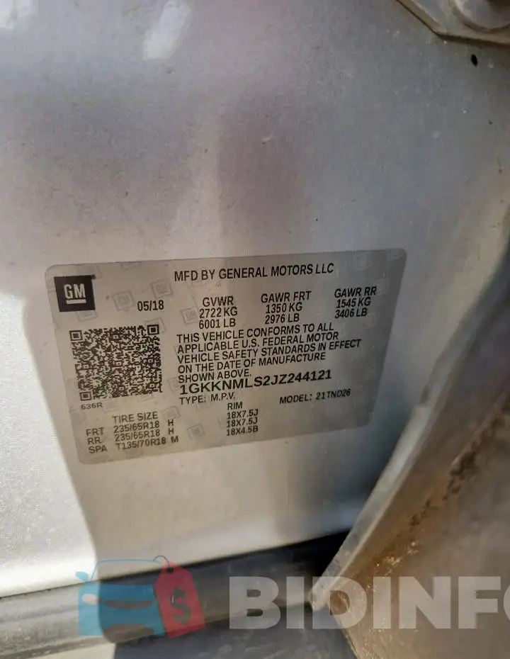 1GKKNMLS2JZ244121 Photo# 13