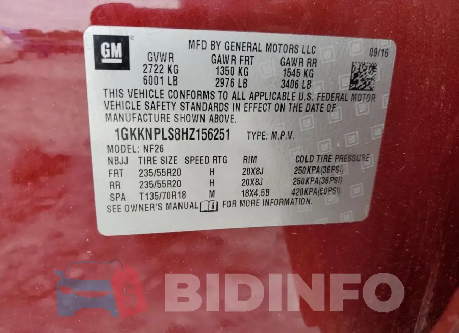 1GKKNPLS8HZ156251 Photo# 13