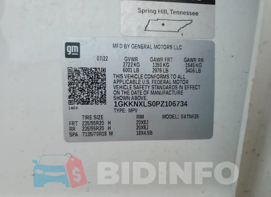 1GKKNXLS0PZ106734 Photo# 14