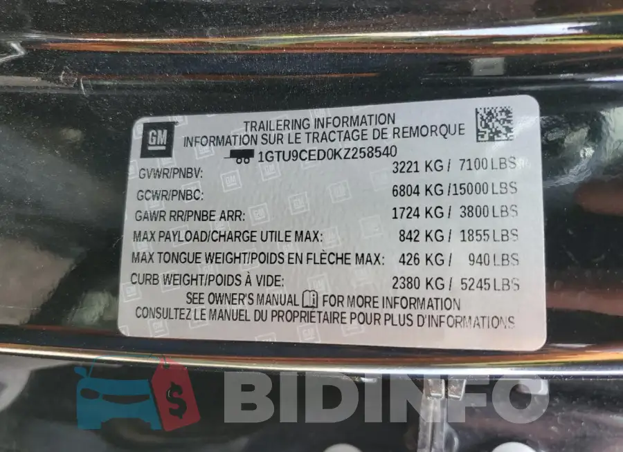 1GTU9CED0KZ258540 Photo# 12