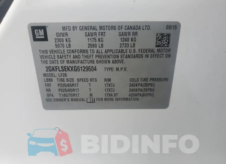 2GKFLSEKXG6129604 Photo# 13