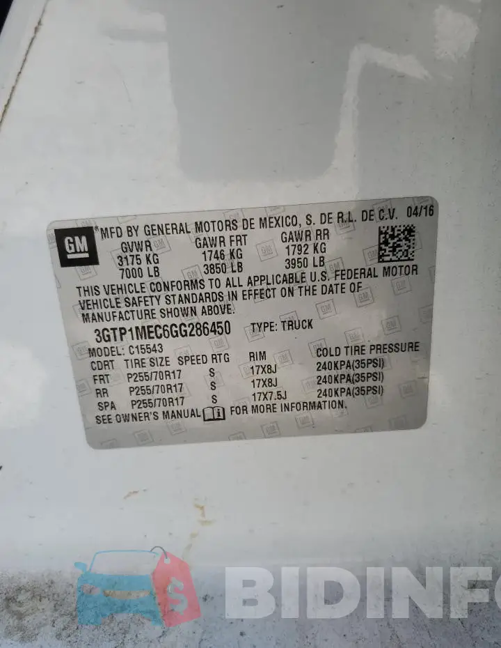 3GTP1MEC6GG286450 Photo# 13