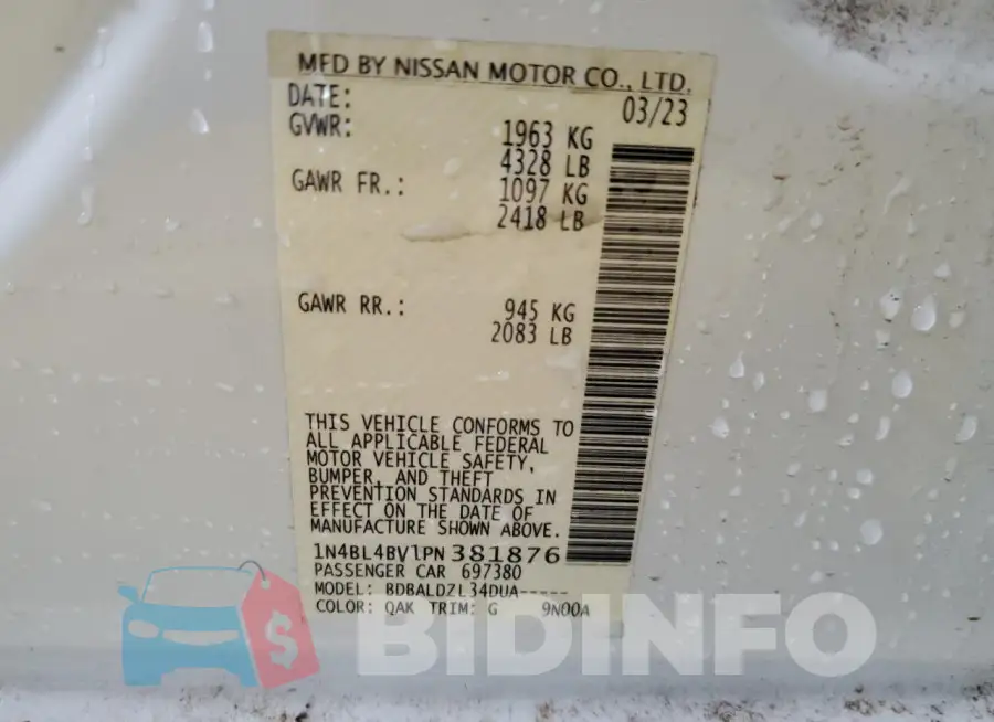 1N4BL4BV1PN381876 Photo# 13